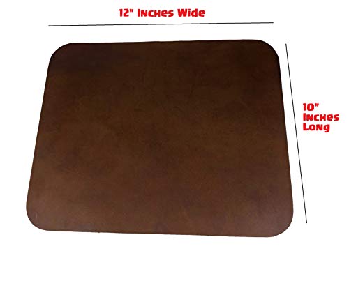 Leather Mouse Pad Work Mat Rustic Brown Top Grain 12 x 10 inches USA Made