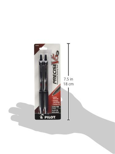 Pilot Precise V5 RT Retractable Rolling Ball Pens, Extra Fine Point, Black Ink, 6 Pens