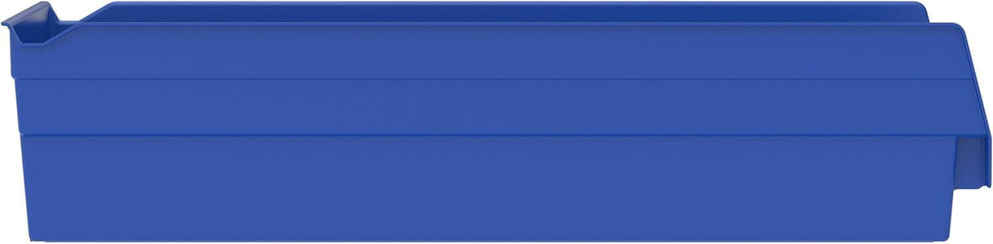 Akro-Mils 30138 Heavy Duty Plastic Shelf Bins, 18"x 6.5"x 4", Blue, 12-Pk