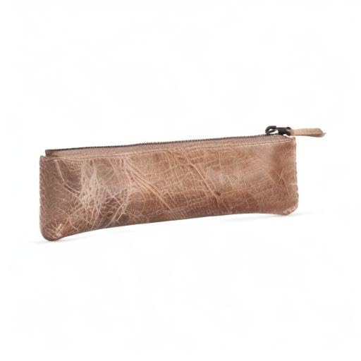 Londo Genuine Leather Pen Case with Zipper Closure, Pencil Pouch Stationery Bag