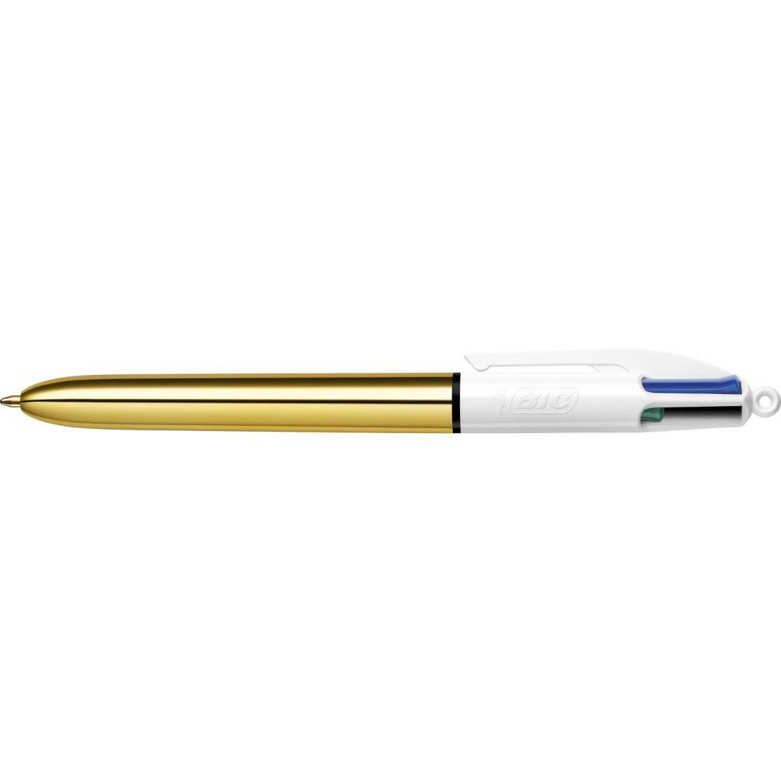 BIC 4 Colours Shine Retractable Ballpoint Pens, Medium Point (1.0 mm) - Assorted Metallic Barrels