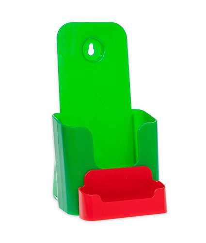Source One 4 X 9 Inches Tri Fold Brochure Holder with Business Card Holder (1 Pack, Green & Red)