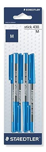 STAEDTLER Medium Stick 430 Ballpoint Pen, Blue, Pack of 6