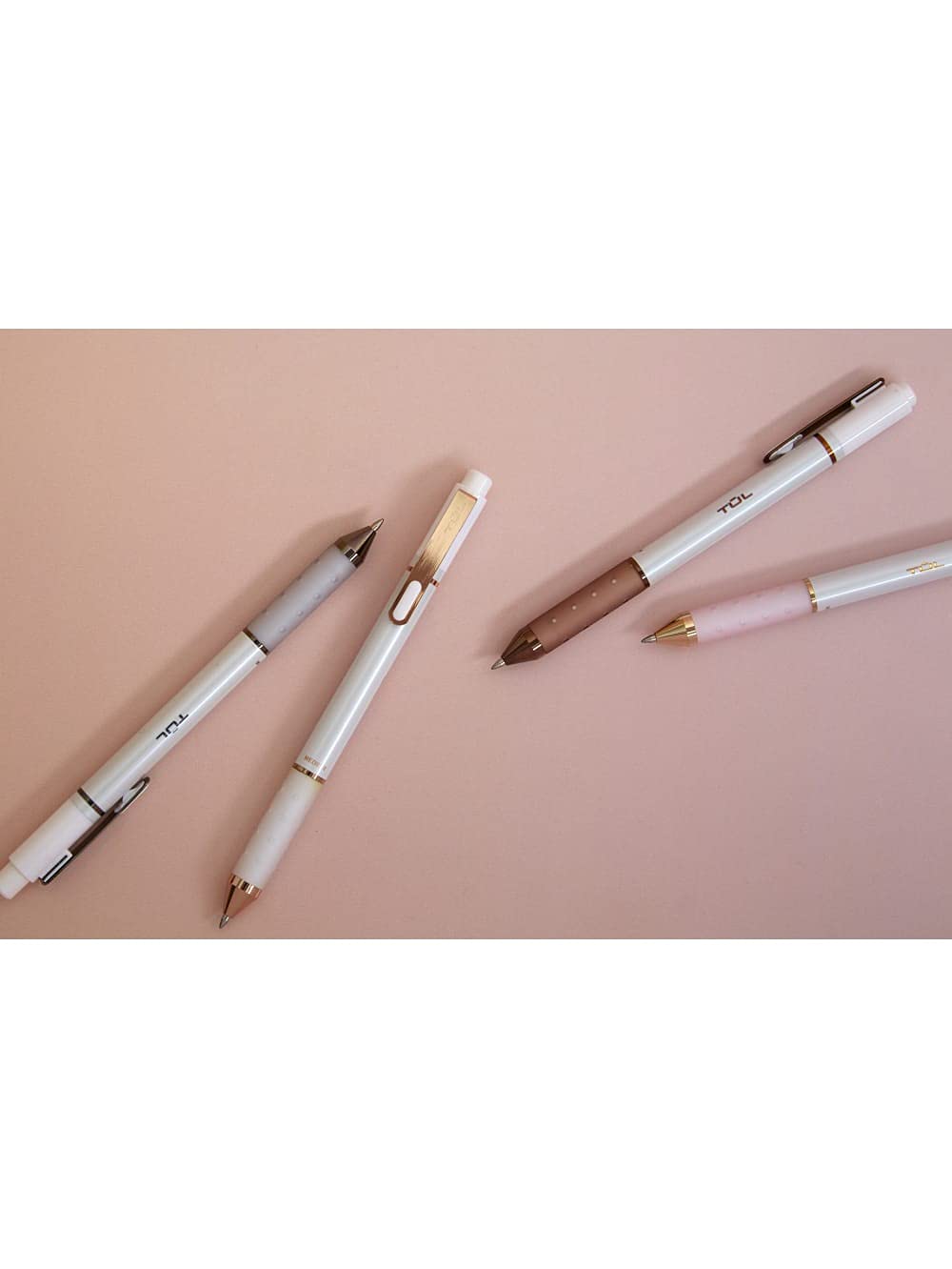 TUL® BP Series Retractable Ballpoint Pens, Bullet Point, 1.0 mm, Pearl White Barrel, Blue Ink, Pack