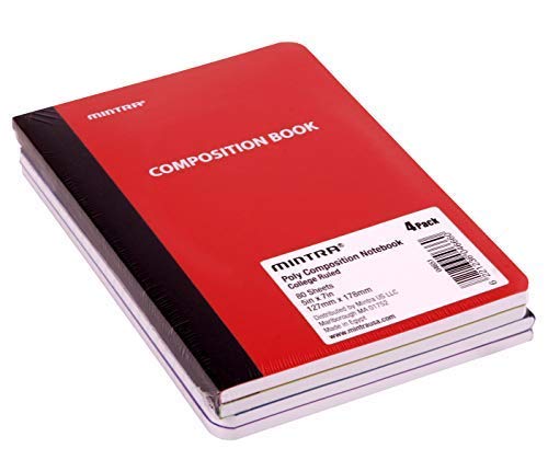 Mintra Office Mini Poly Composition Book (5in x 7in, Poly Comp) - 4 Pack
