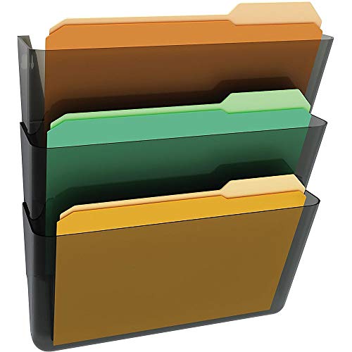 Deflecto Office DocuPocket DEF73602RT, Wall File Organizer, Stackable, Letter Size, Smoke, Set of