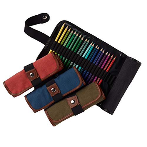 Speedball Art Products 359360 Canvas Pencil Case Roll-Up, Black W/Black Trim, Holds up to 36 Pencils