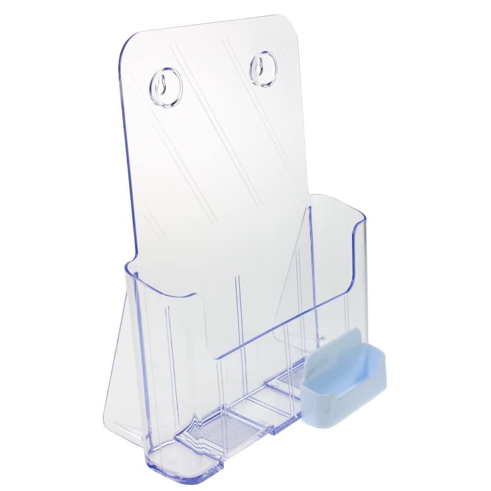 Source One Large Brochure Holder 8.5 x 11 Inches with Business Card Holder (1 Pack, White)