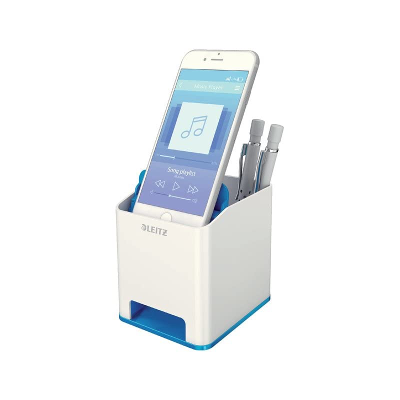 Leitz Sound Pen Holder, Phone Amplifier, Wow Range, White/Metallic Blue,53631036