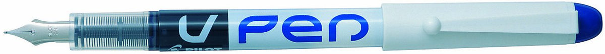 Pilot VPen Disposable Fountain Pen White Barrel 0.58 mm Tip - Blue, Box of 12