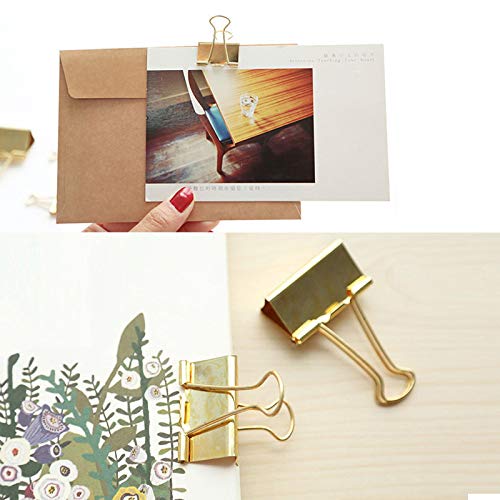 Zoohot Binder Clips Paper Clamps Assorted Sizes 45 Count, X Large, Medium, Small, X Small (Gold)