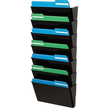 1InTheHome Wall File Organizer, Expandable Wall Pockets, Letter-Sized,7 Pocket, Black