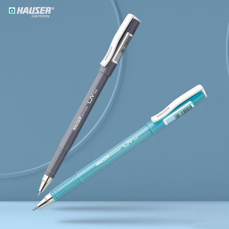 Hauser UV Gel Pen Wallet Pack | Ensures Smoothness & Durability | Waterproof Ink For Smooth &