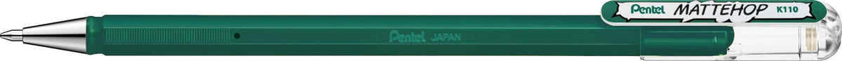Pentel K110 MatteHop Gel Pen for Glossy & Photographic Paper, 1.0mm Tip, Dark Green (Pack of 12)