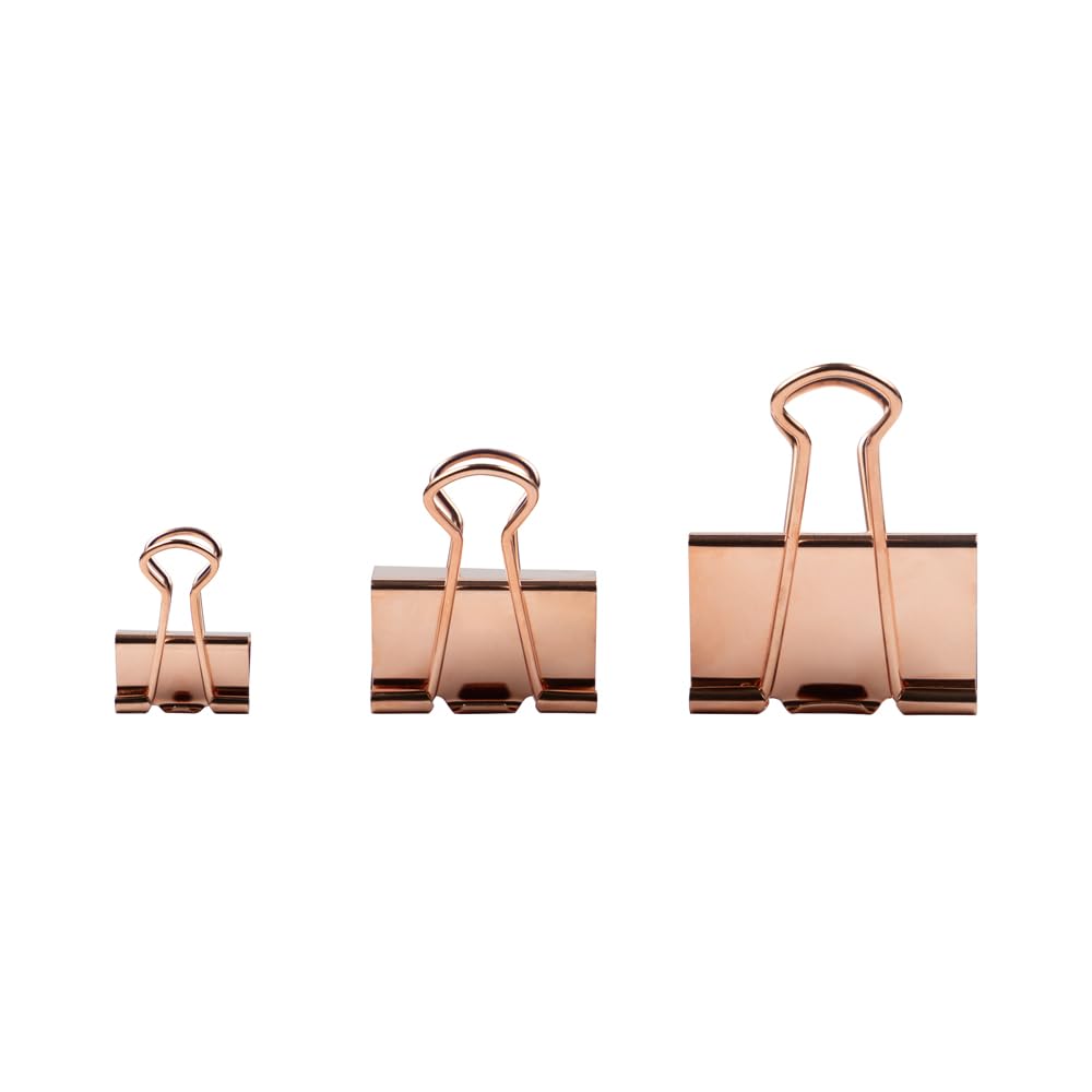 JAM PAPER Colorful Binder Clips - Small - 3/4 Inch (19 mm) - Rose Gold Binderclips - 25/Pack