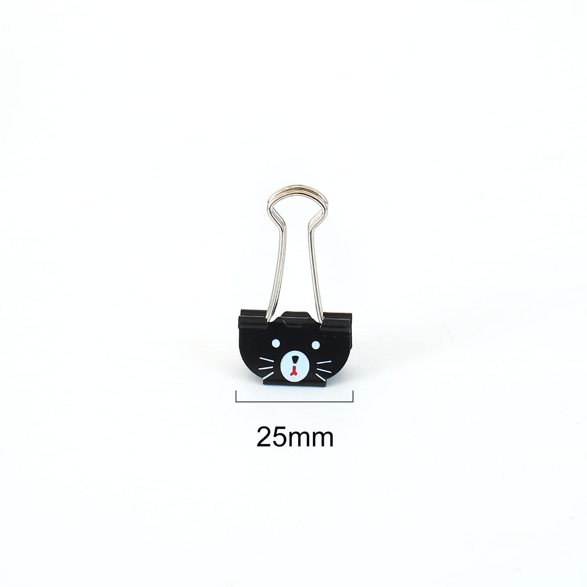 Cute Cat Metal Binder Clips 20Pcs Black Medium Paper Clamps for School Home Desk Organizers Office