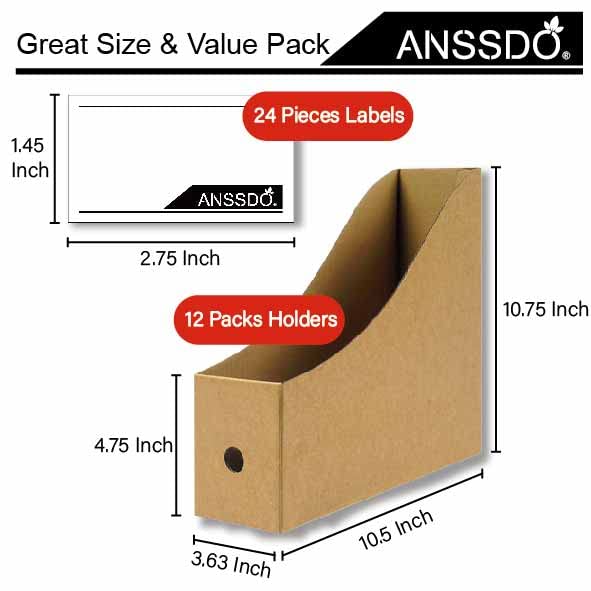 ANSSDO12 Pack Brown Kraft Cardboard Magazine Holder Bulk