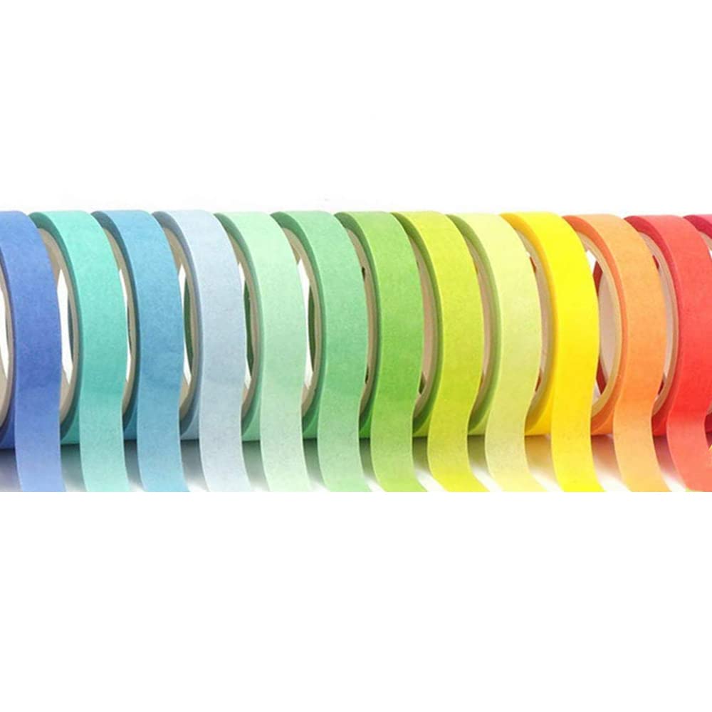 Washi Tape Set 20 Rolls, 7.5 mm Rainbow Colors Thin Decorative Tape
