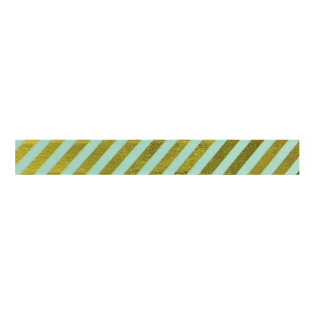 Wrapables Colorful Washi Masking Tape, Metallic Gold Diagonal Stripes on Mint