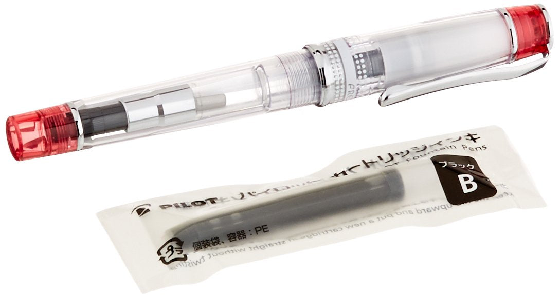 Pilot Prera Iro-Ai Calligraphy-Nib Fountain Pen, Transparent Red Body (FPRN-350R-TRCM)