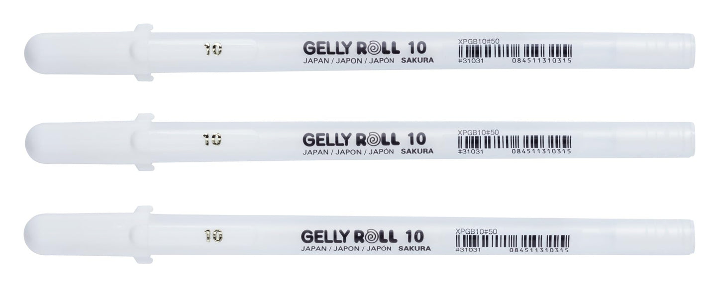 SAKURA Gelly Roll Basic - Bright White Gel Pen Set - Bold 1.0 mm Nib - Opaque White Ink for Dark