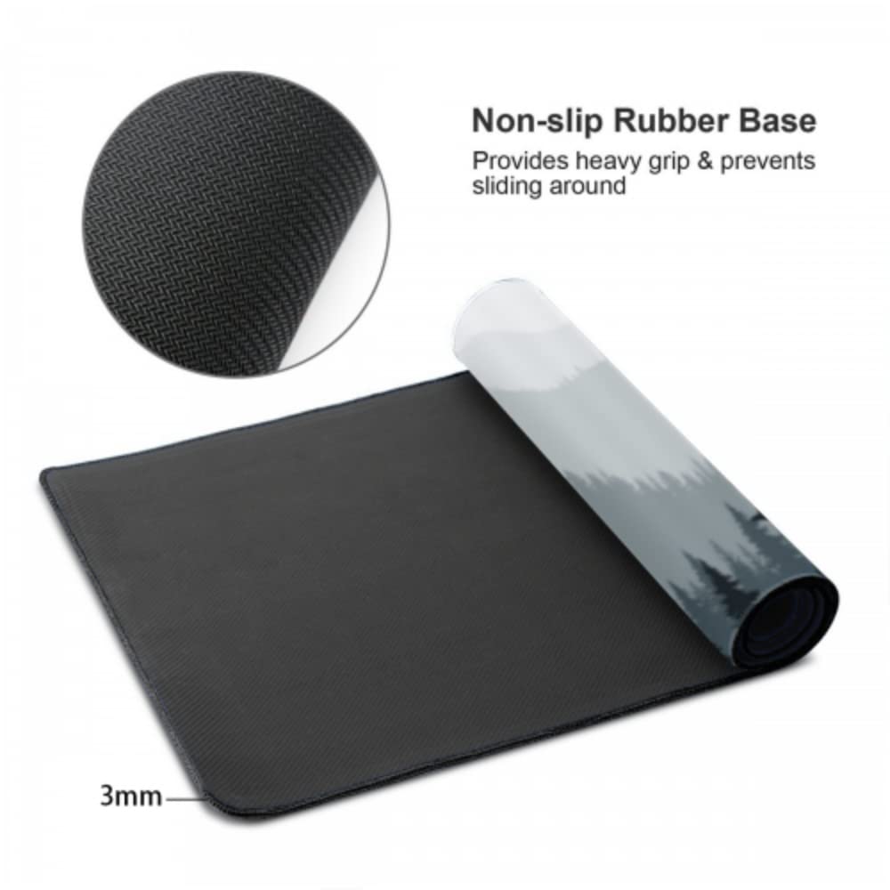 XXL Gaming Mouse Pad 35x17 Inch, Misty Forest Landscape Desk Mat Extended