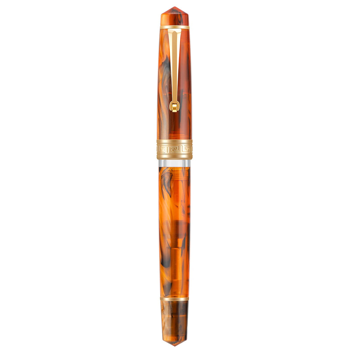 Asvine P20 Piston Fountain Pen, Stub Nib 1.1mm Calligraphy Art Drawing Amber Acrylic with Case Set