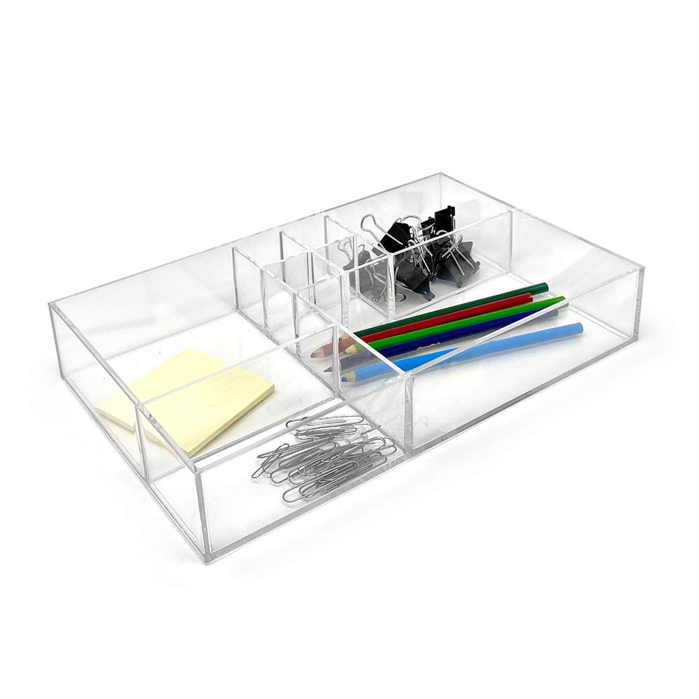 Isaac Jacobs 8-Compartment Acrylic Drawer Organizer 13" L x 8.1" W x 2.3" H