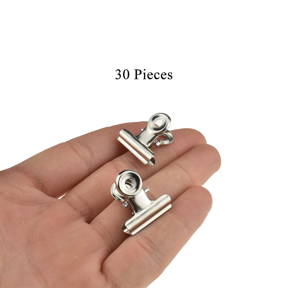 HAHIYO 0.87inch Silver Bulldog Clips Metal File Hinge Binder Clips Clamps Save Space Strong Spring