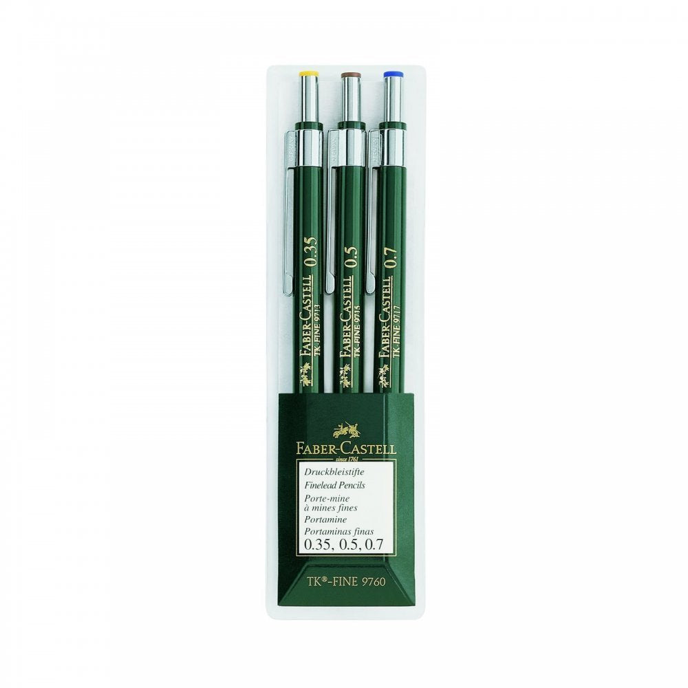Faber-Castell TK-Fine-9713 Mechanical Pencils Wallet of 3-0.35, 0.5, 0.7mm