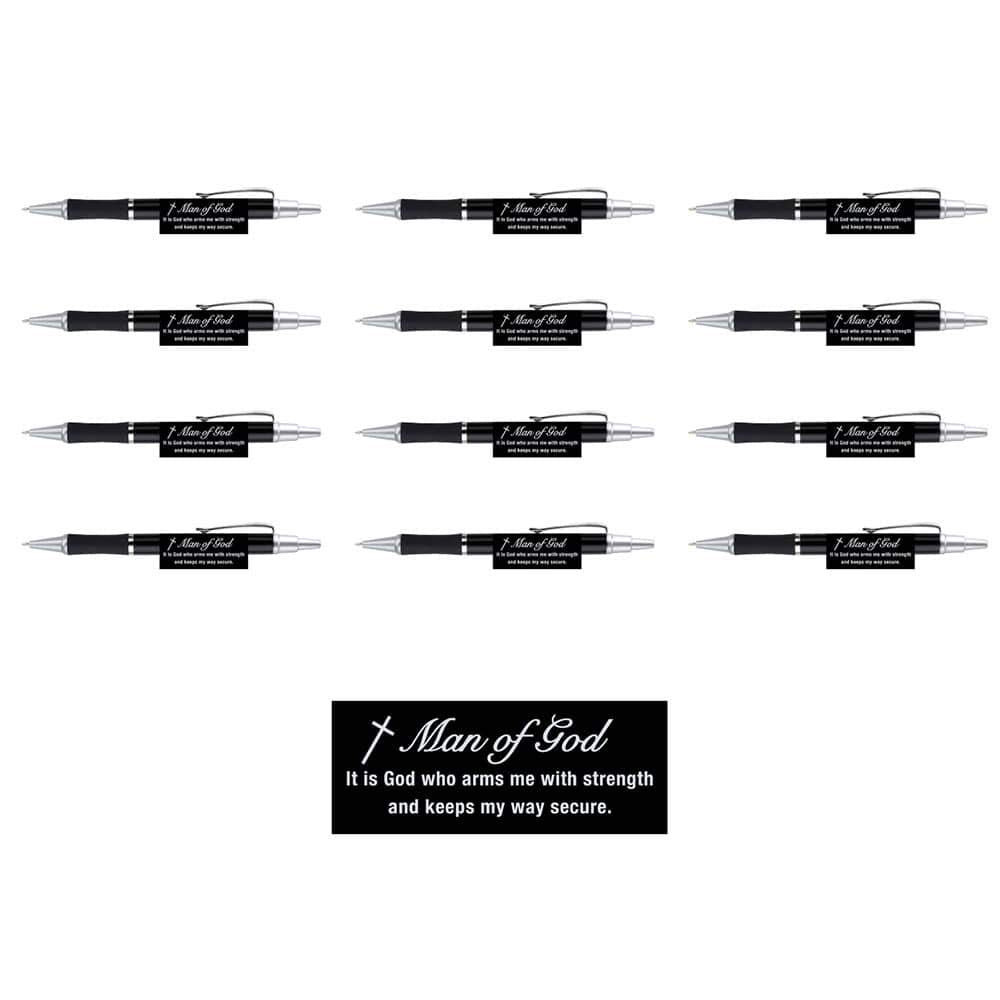 Sterling Gifts Man of God Executive Pens (Silver/Black) (12 pack)