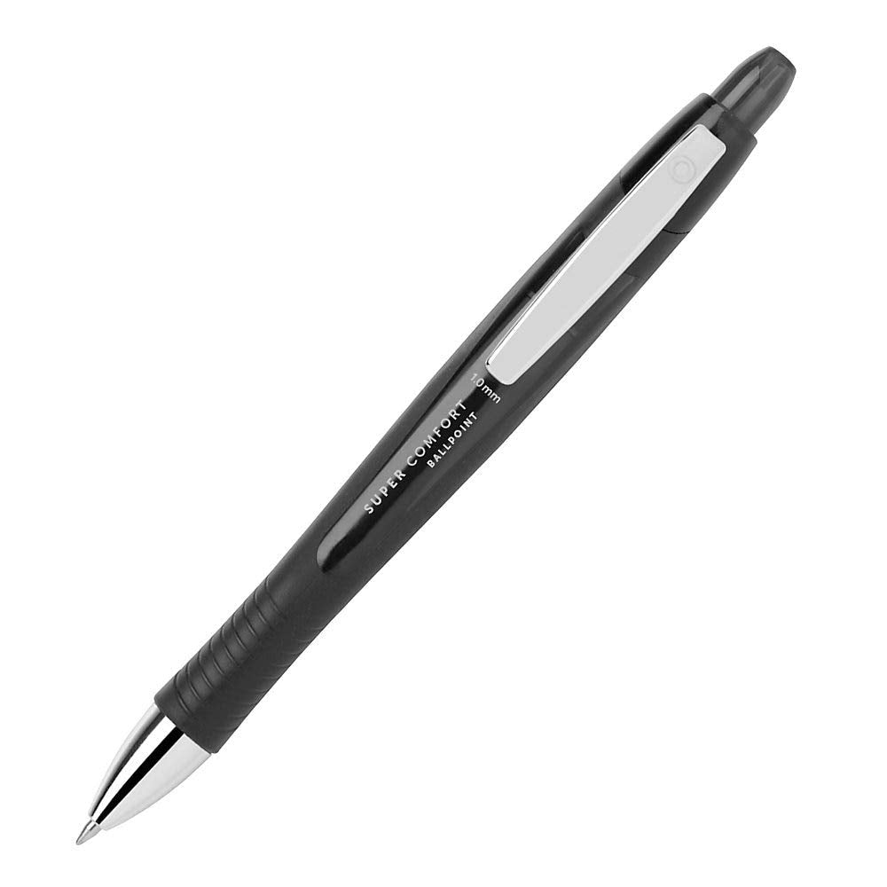 Office Depot Super Comfort Grip Retractable Ballpoint Pens, 1.0 mm, Medium Point, Black Ink, 12 pk