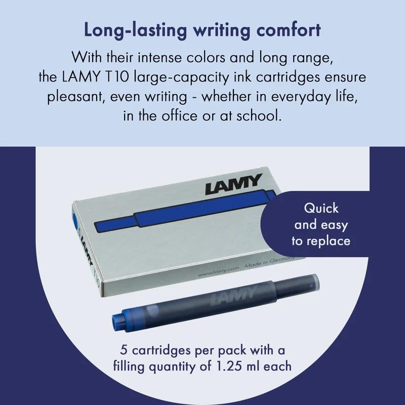 Lamy Safari Fountain Pen, Medium Nib + 5 Black Ink Cartridges (Matte Black)