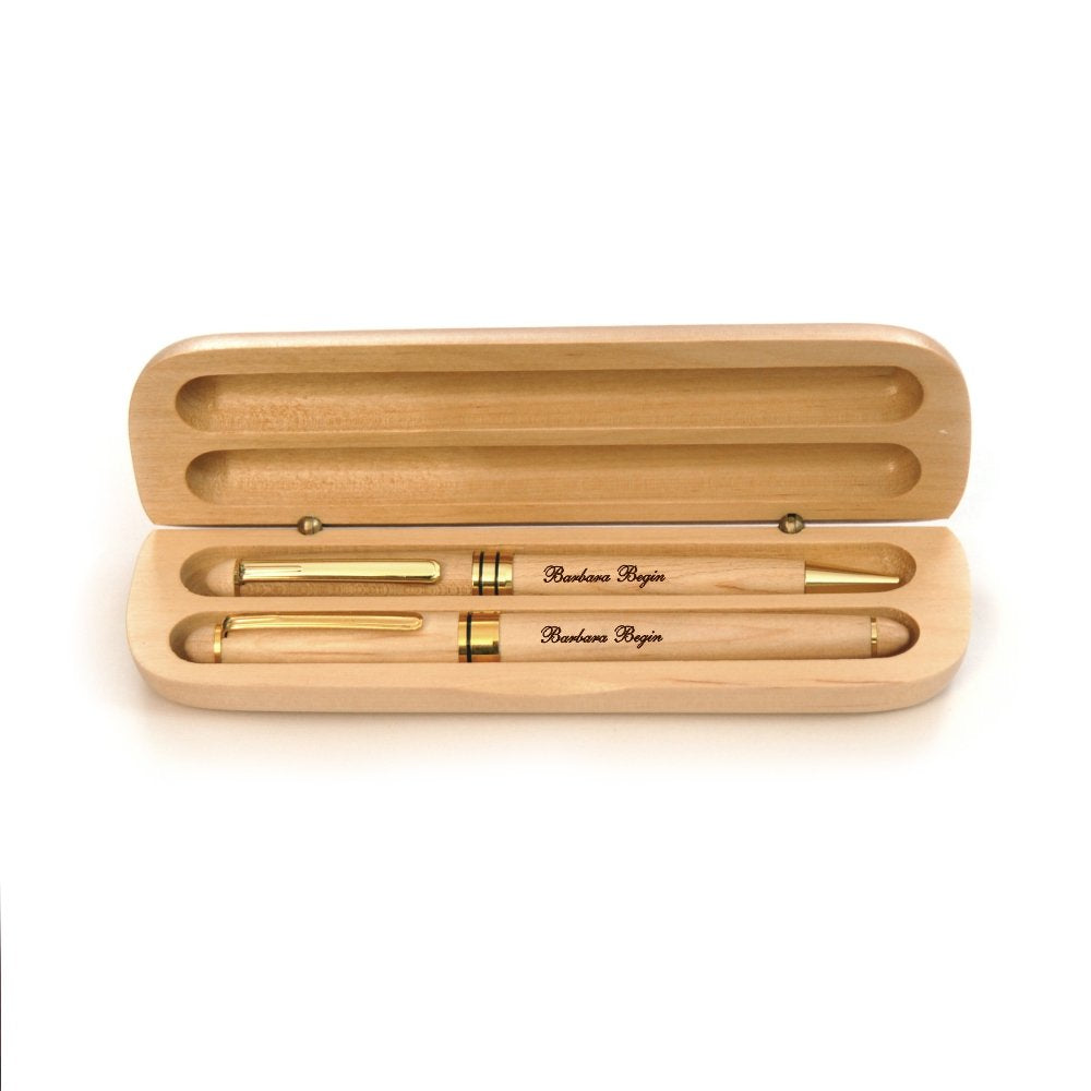 Personalized Solid Maple Wood Graduation Pen Set for Doctor