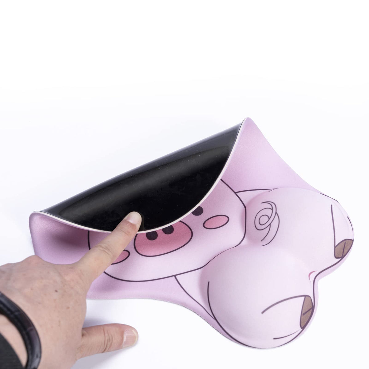 KAIGOBOX Mouse Pad Wrist Support, Pig Shape Design Pink Mouse Pad with Non-Slip Base, Desktop