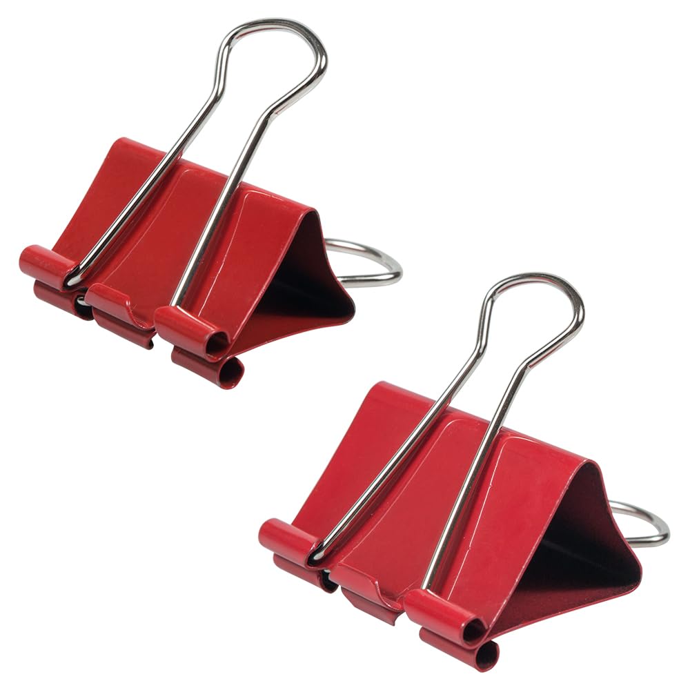 JAM PAPER Colorful Binder Clips Assortment - Medium & Large Size - Red Binderclips - 27 Clips/Pack