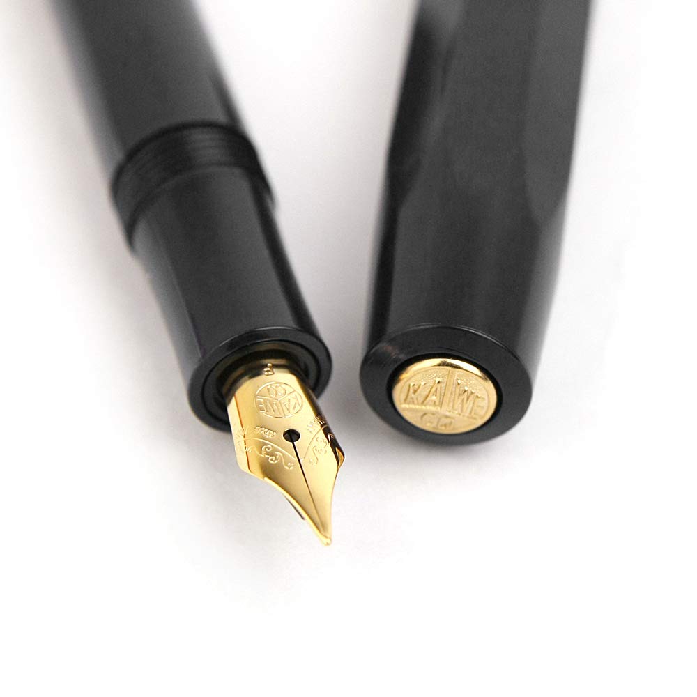 Kaweco Sport Classic Fountain Pen Black, Fine Nib Sport Octagonal Clip Gold.
