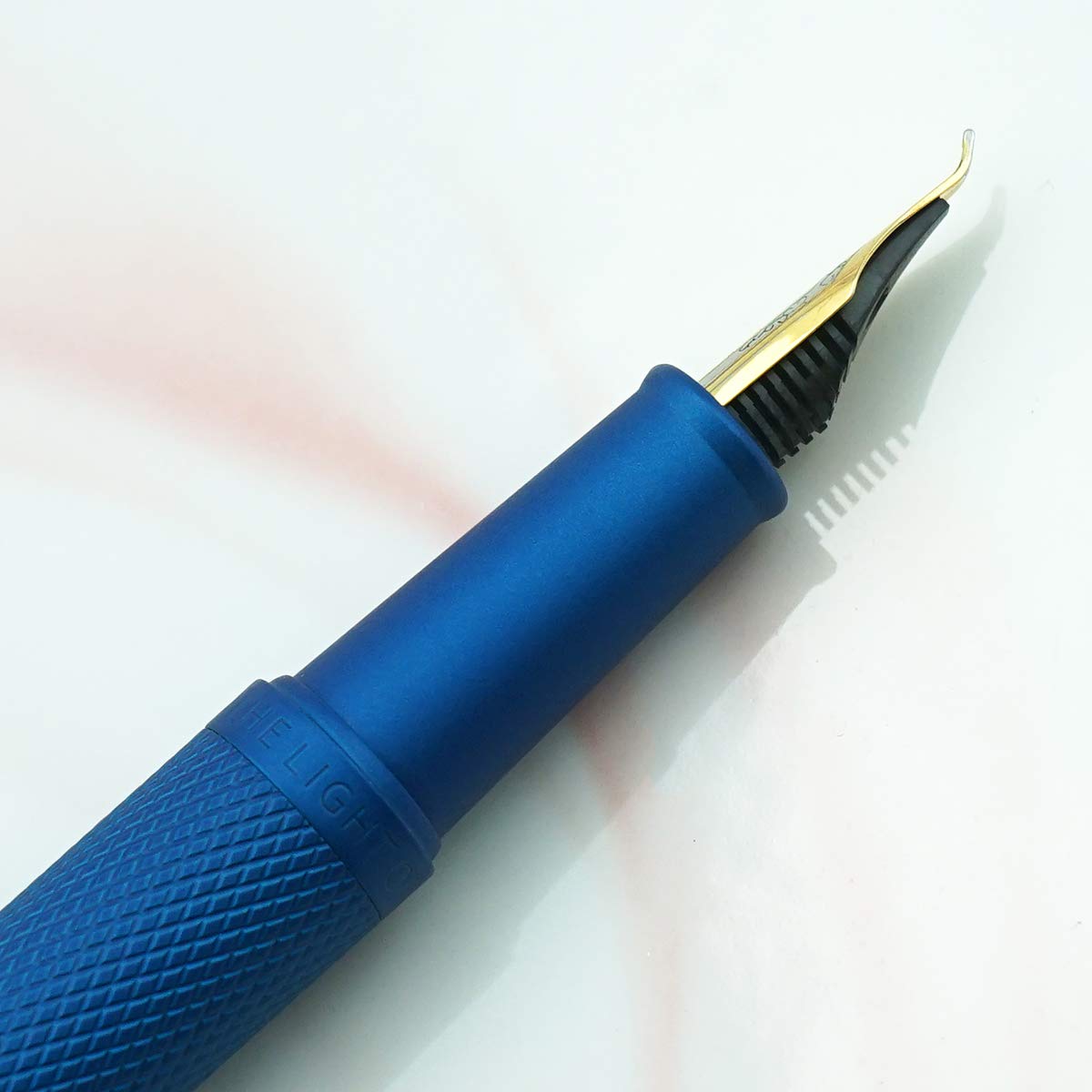 Asvine Blue Forest Fountain Pen Fude Pen Bent Nib, Classic Design with Converter and Metal Pen