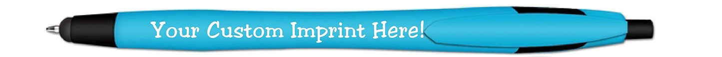 Ballpoint Soft Touch Personalized Ink Pens with Stylus Tip - The Jewel - Click action - Custom