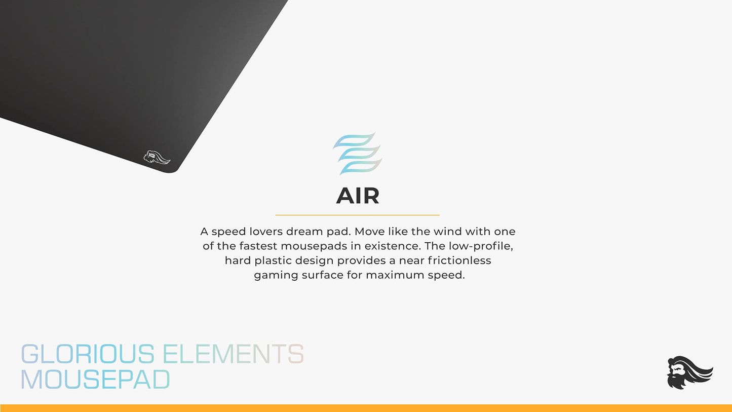 GLORIOUS Elements Air Mousepad - XL Hard and Ultra Thin Polycarbonate Flexible Surface Large Gaming