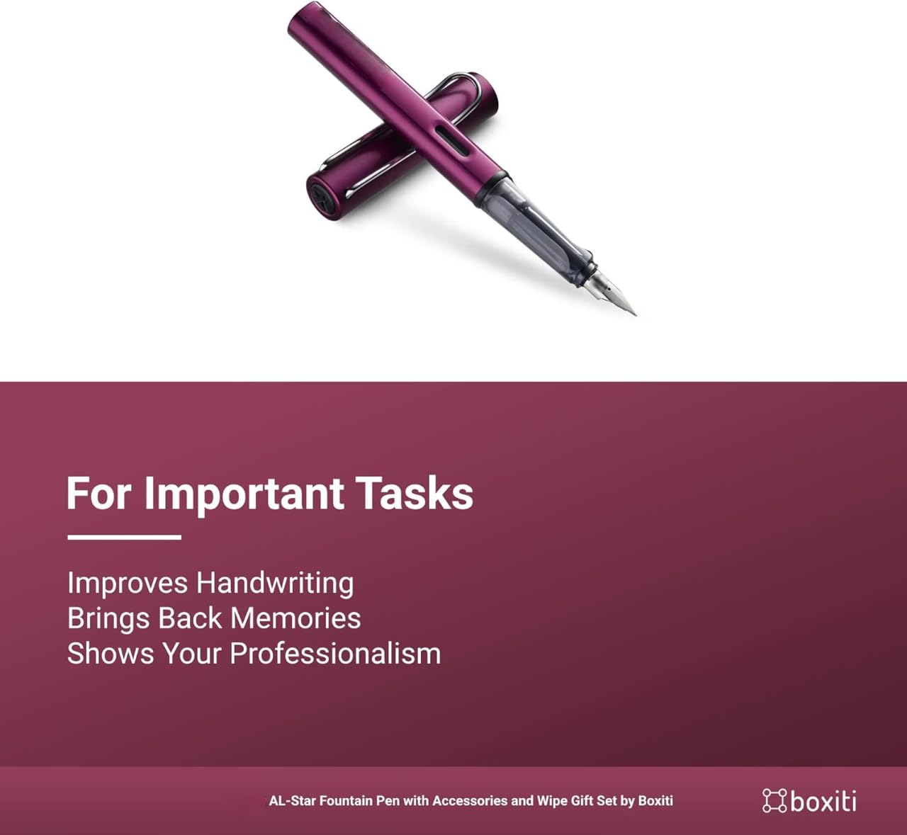 Fountain Pen Compatible with Lamy AL-Star | Black Purple | Fine Nib | 5 Black Ink Cartridges, Z28
