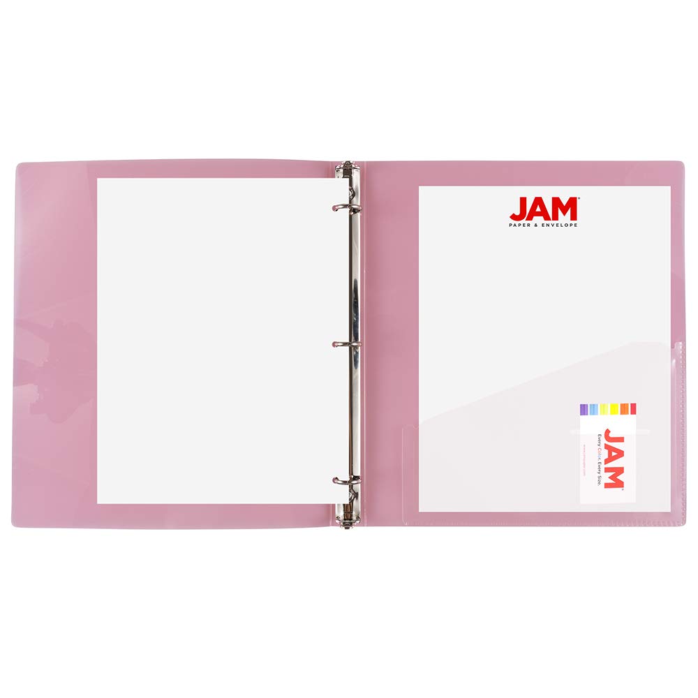 JAM PAPER Plastic 0.75 inch Binder - Pink 3 Ring Binder - Sold Individually