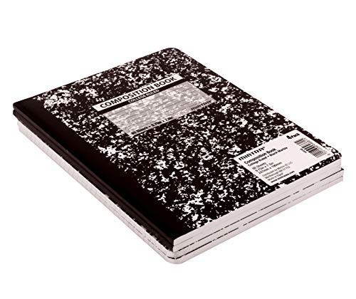 Mintra Office Composition Books - Sturdy Flexible Cover (4 Pack, Black Marble Comp - College Ruled)