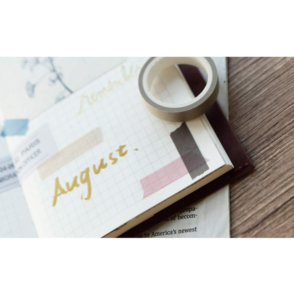 EnYan Solid Color Washi Tapes Set, 5 Rolls Basic Collection Decoration 10mm Wide Japanese Masking