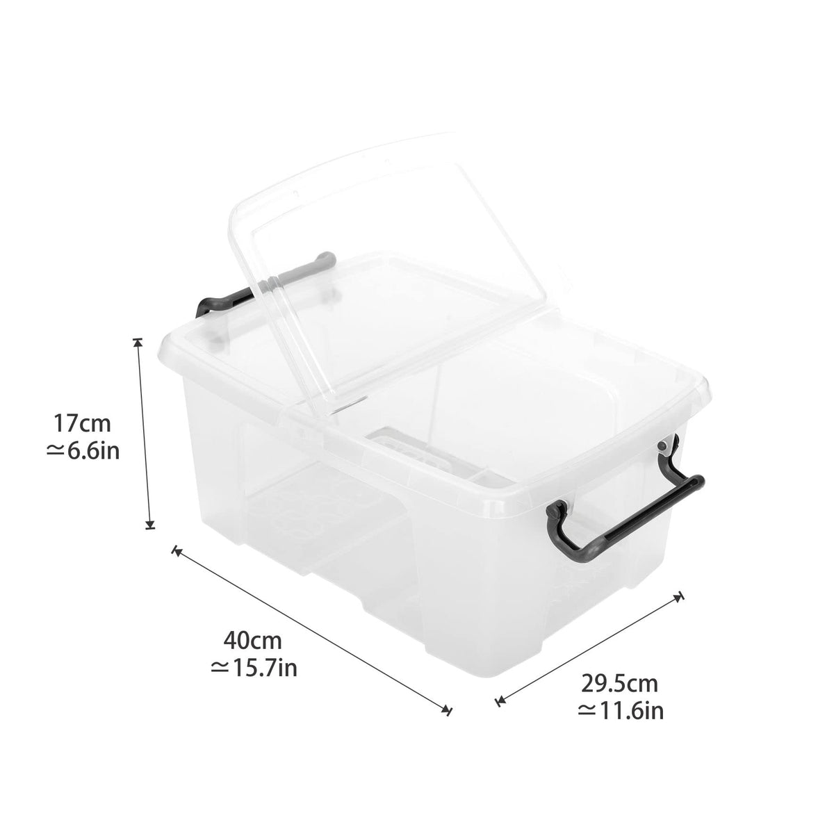 Strata Smart Box Box with Clip-On Folding Lid Carry Handles Clear 12 Liter