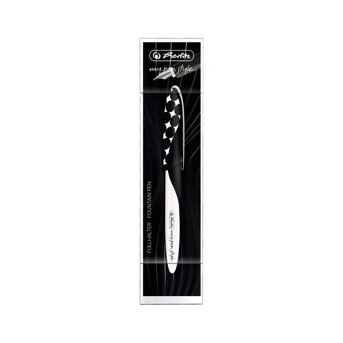 Herlitz 50040360 my.pen style Just Black Fountain Pen, Suitable for Right and Left-Handed Users, 1