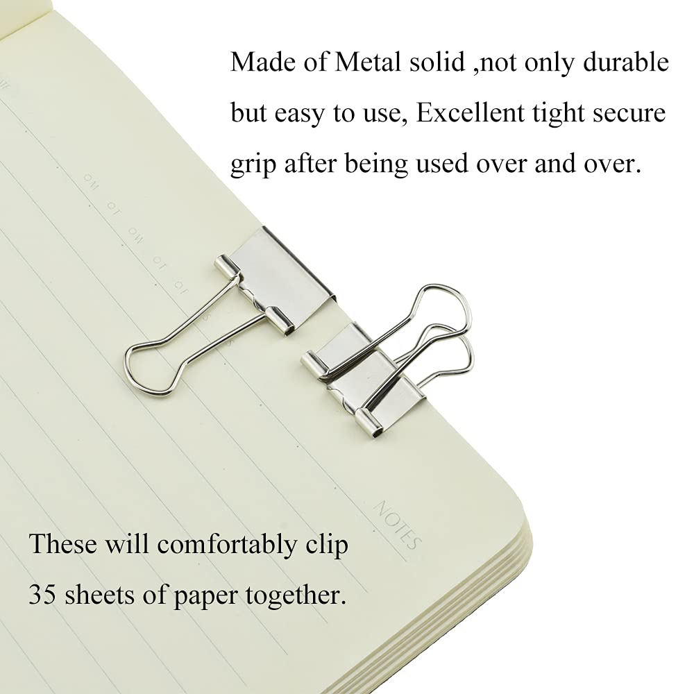 HAHIYO Binder Clips Paper Clamps Spring Steel Sturdy Small 0.75 inches Width 0.2 Inch Capacity No
