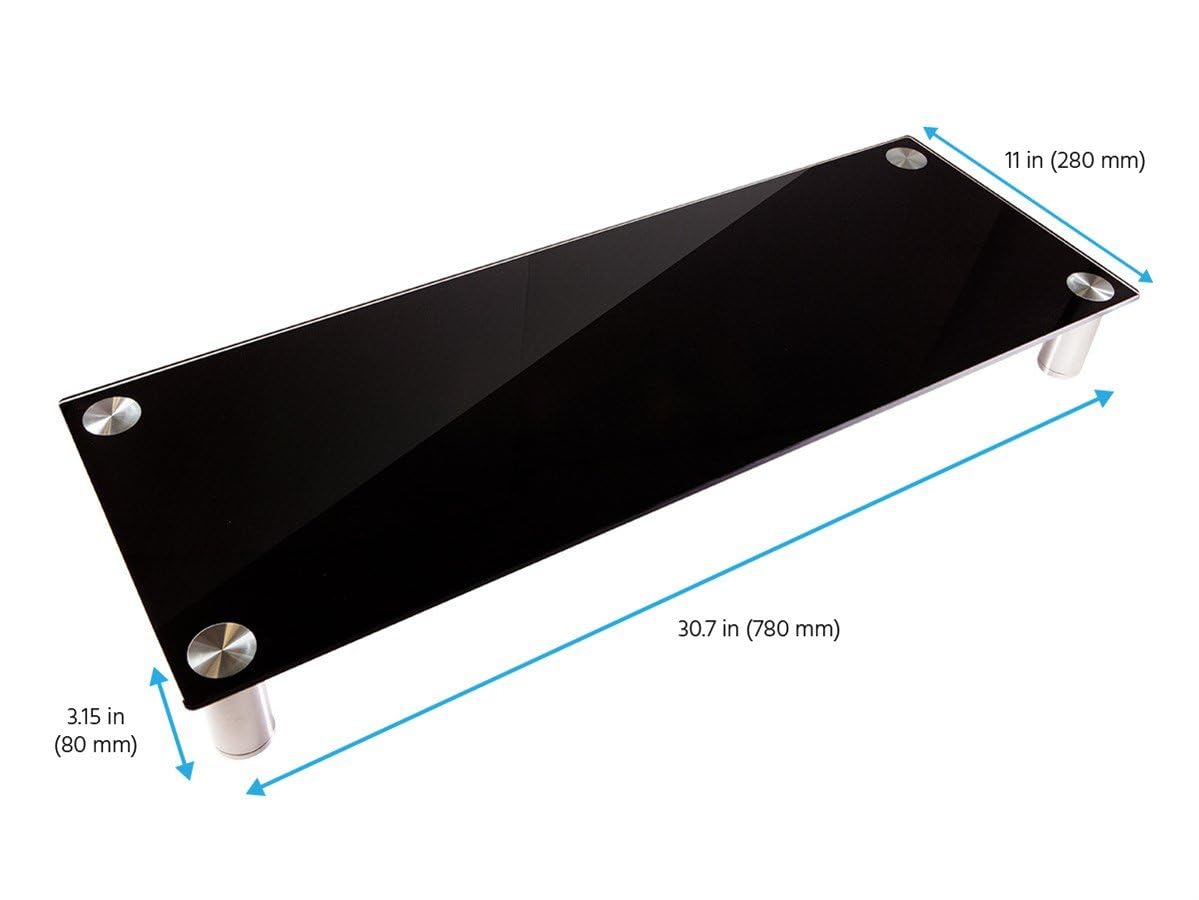 Monoprice Large Multimedia Desktop Stand - Black Glass (30.8 x 11in) Stand & Riser, Laptop Stand