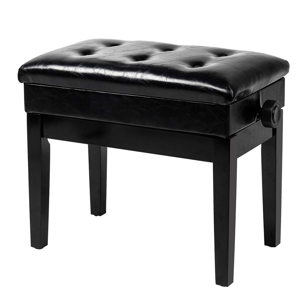 Bonnlo Piano Bench Adjustable with Storage Faux Leather Wooden Seat
