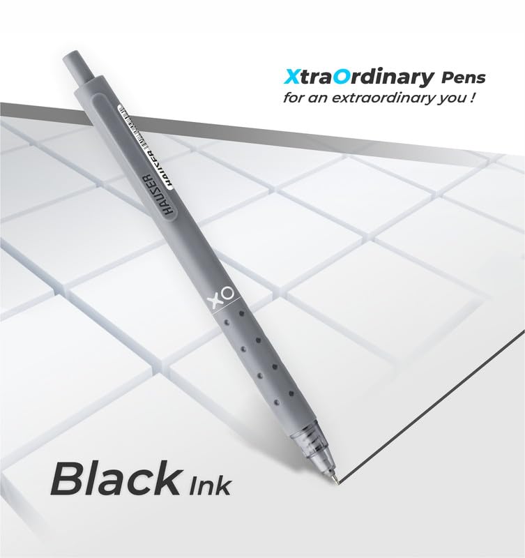 Hauser XO Click Retractable Gel Pen | Needle Spring Tip for Super Soft & Smooth Writing Experience